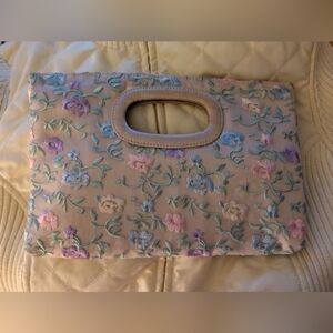 La Regale Pastel Embroidered Floral Handbag